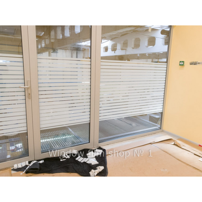 Privacy film with wide stripes 1 and 3/4 inches wide