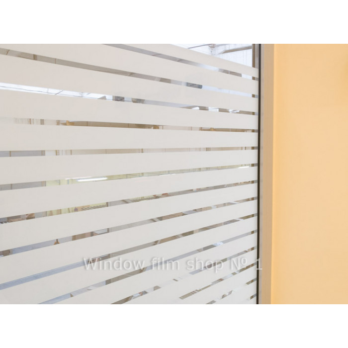 Privacy film with wide stripes 1 and 3/4 inches wide