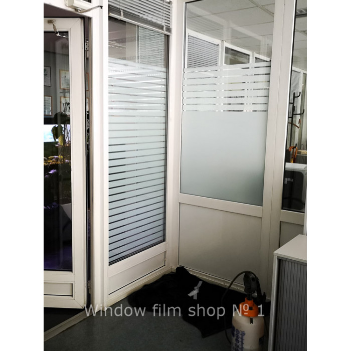 Privacy film with wide stripes 1 and 3/4 inches wide