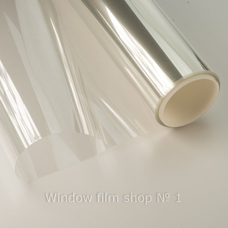 Roll of clear safety window film Cristal 4 mil, partly unrolled